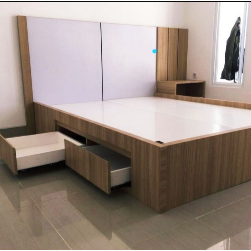 dipan laci bawah / springbed custom laminasi HPL custom 160x200 cm