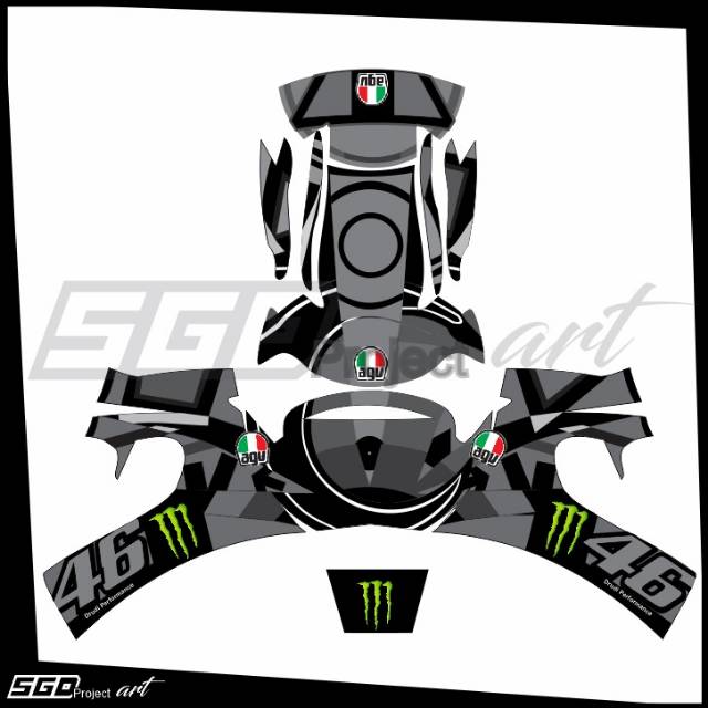Stiker Decal Helm Motif Soleluna Grey PNP KYT RC7