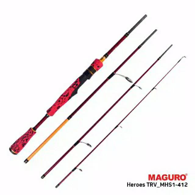 Joran Maguro Heroes TRV | Spinning | Travel Rod | Sambung 4 | Rod Casting
