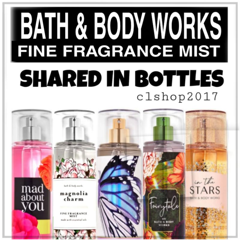 BBW MIST SHARE IN BOTTLE 20 - 25 ML PART 1/6 IN THE STARS ITS MARSHMALLOW PUMPKIN LATTE DARK KISS CHERRY BLOSSOM PEAR CREME BRULEE CANDIED VIOLET SORBET ALMOND BLOSSOM COTTON CANDY CHAMPAGNE HONEY WILDFLOWER ENDLESS WEEKEND BUBBLY ROSE YOU'RE THE ONE YTO