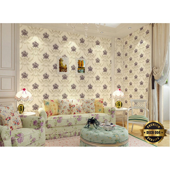 V005 wallpaper sticker ku vintage cream - wallpaper dinding