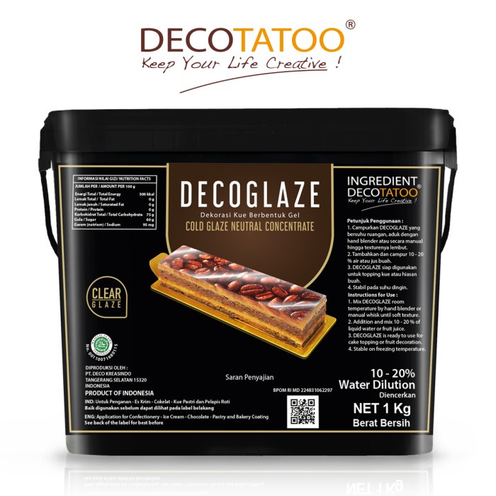 

Cold Clear Glaze concentrate Decoglaze Decotatoo 1Kg