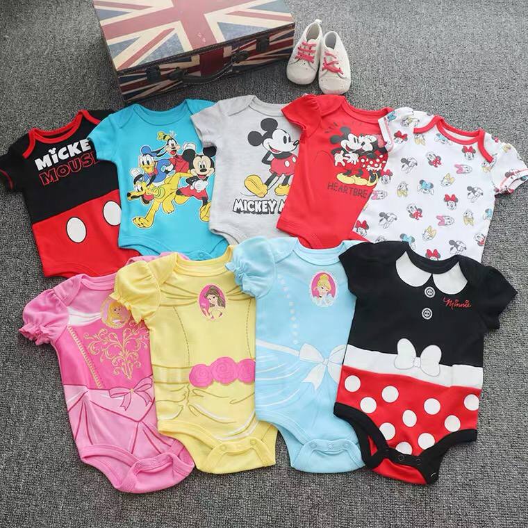 BAJU BAYI JUMPER ROMPER NEWBORN MICKEY MINNIE MOUSE PIYAMA IMPOR