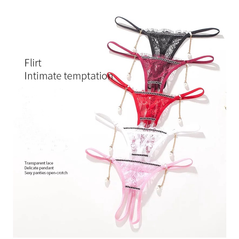 Celana Dalam Wanita Crotchless Thong Lingerie Sexy  Transparan G String 3C187