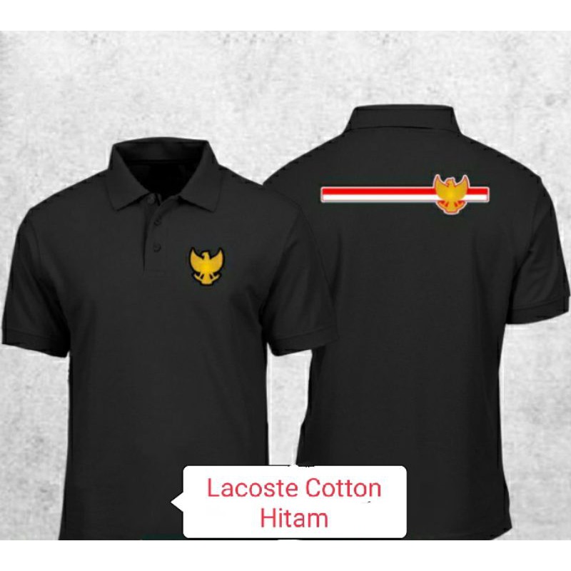 Kaos Polo Shirt Garuda Indonesia Kaos krah Polo Lacoste Cotton Garuda Full Bordir Depan Belakang.