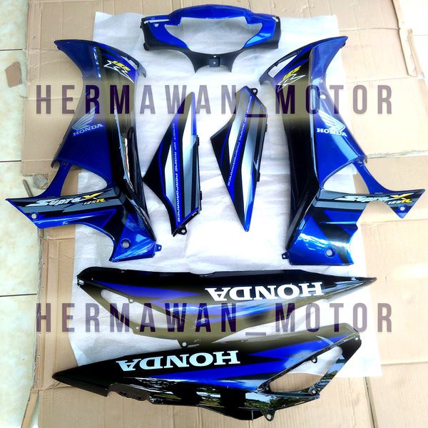 body supra x 125 th 2005-2006 warna biru lengkap