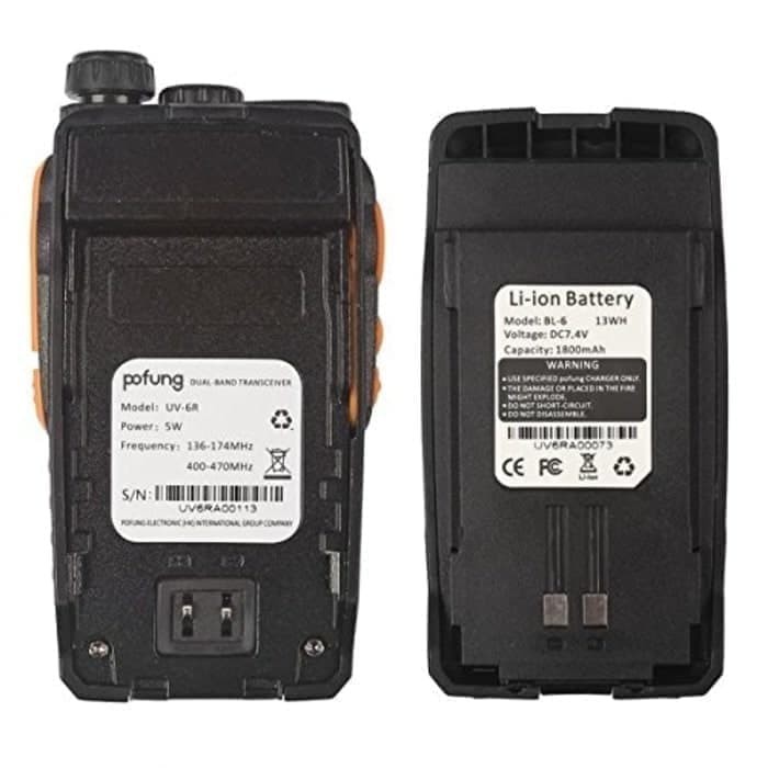 Pofung UV-6R 5Watt 1800mAh Walkie Talkie Radio HT UV6R