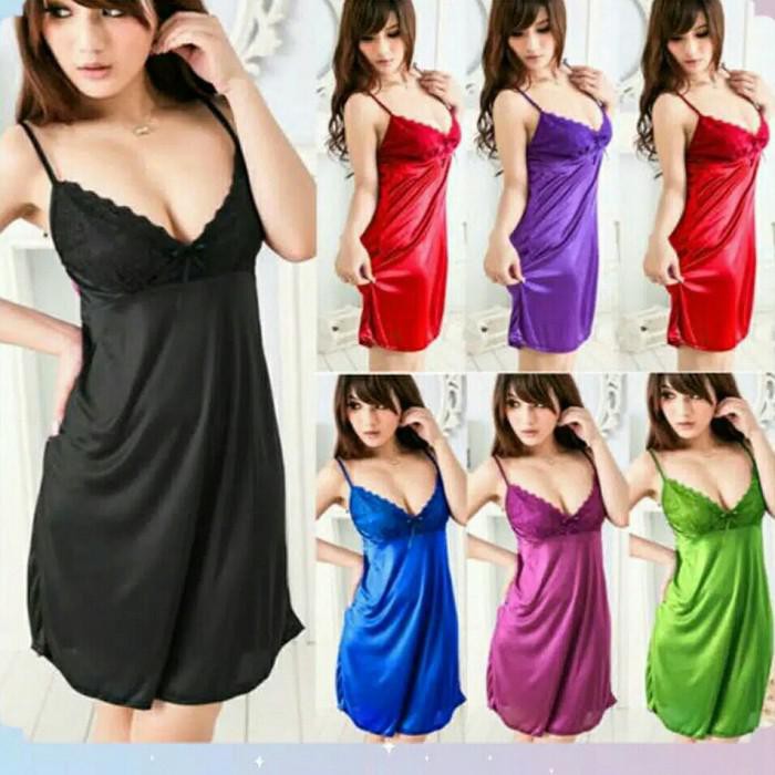 Baju Tidur Daster Lace ImiSilk Piyama Wanita Sexy Mini Dress