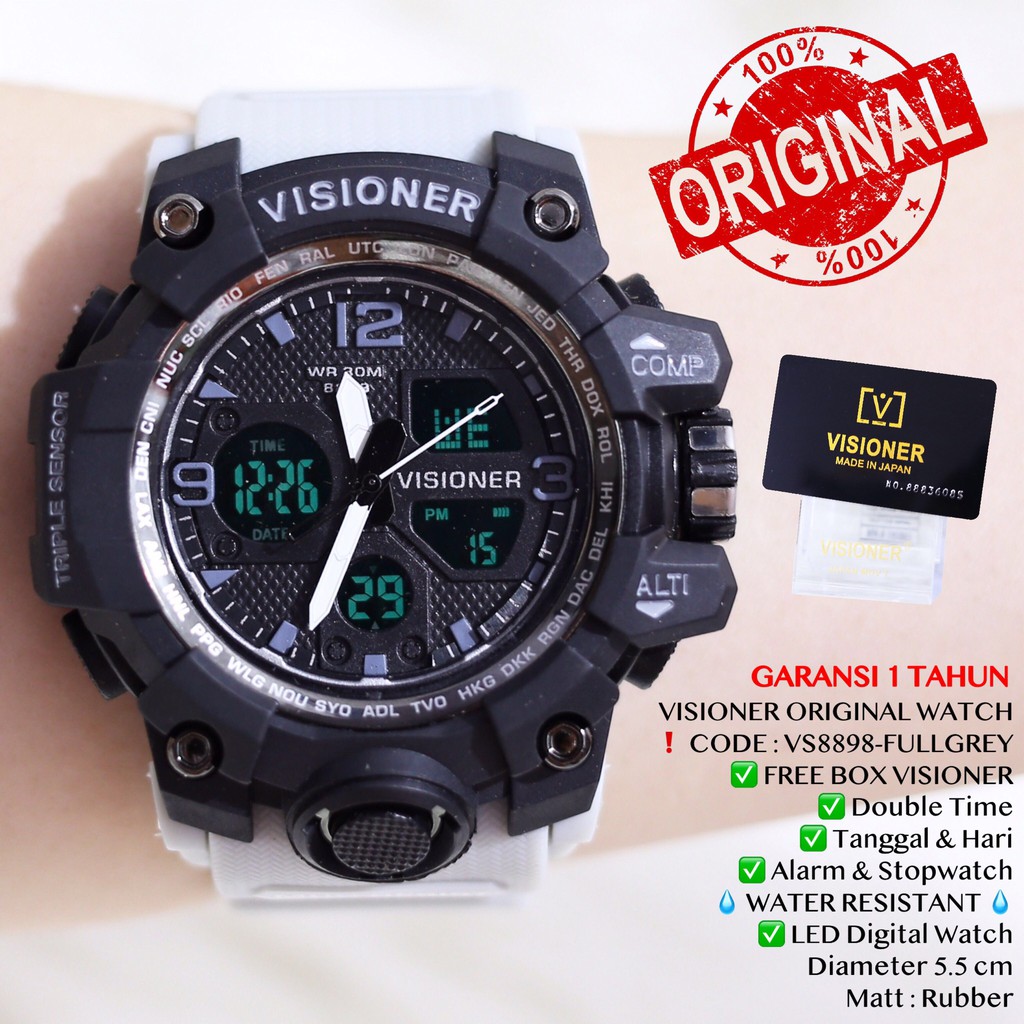 Jam tangan Pria sporty VISIONER ORIGINAL WATCH 1 year warranty tahan air  VS8898