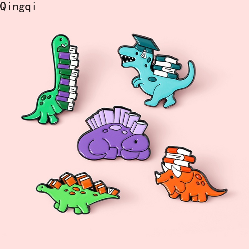 Bros Pin Enamel Bentuk Dinosaurus 5 Gaya Untuk Aksesoris Tas / Topi