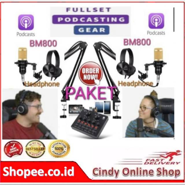 PAKET PODCAST Mic Microphone BM800 BM 800 Mixer V8 Youtube Recording4
