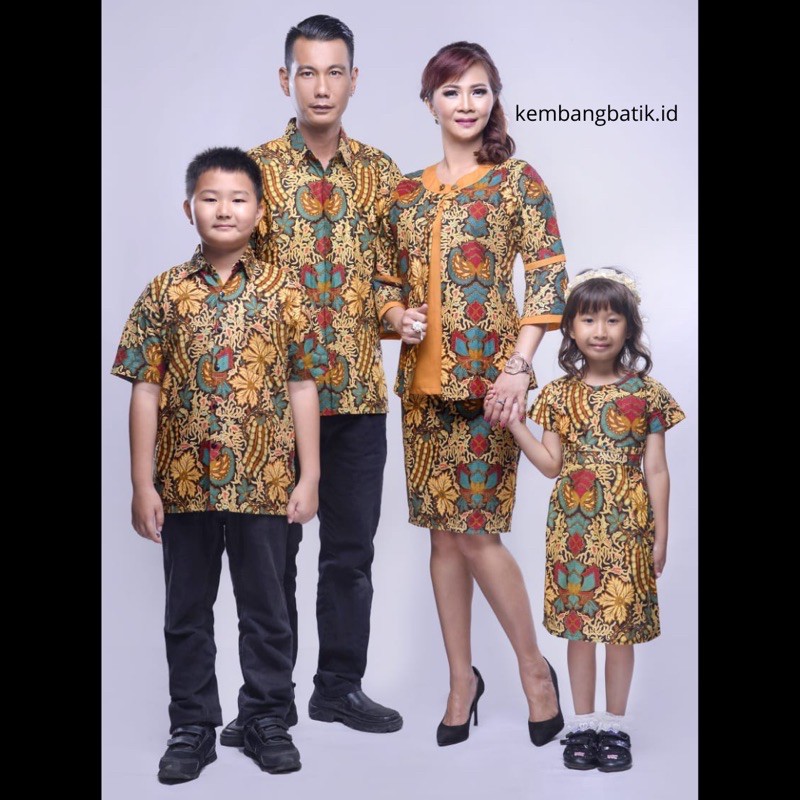 Baju Couple Pasangan Dress Wanita Rok Dan Atasan Batik Set Keluarga