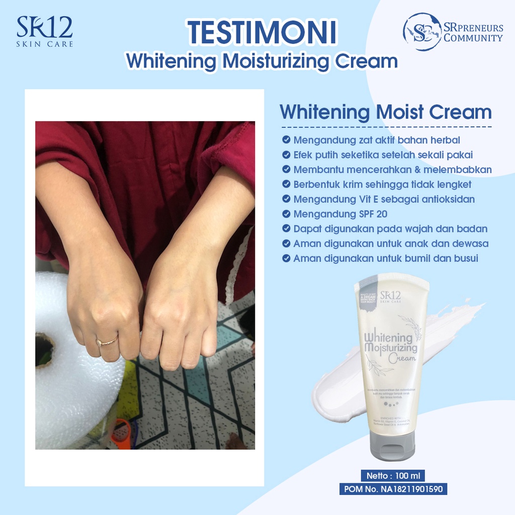 WHITENING MOISTURIZING CREAM SR12 | INSTANT WHITENING BODY LOTION | PELEMBAB &amp; PENCERAH KULIT WITH SPF 20 BPOM