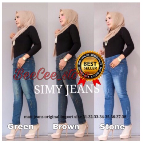 Simy jeans bahan melar pinggang karet