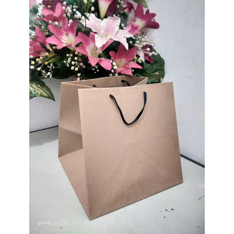 paperbag polos tas kertas dus nasi 27 uk 27x27 kertas carf 200 GSM