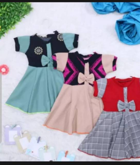 Dress Anak Jasmine 1 - 5 tahun Model Pita Terbaru Murah