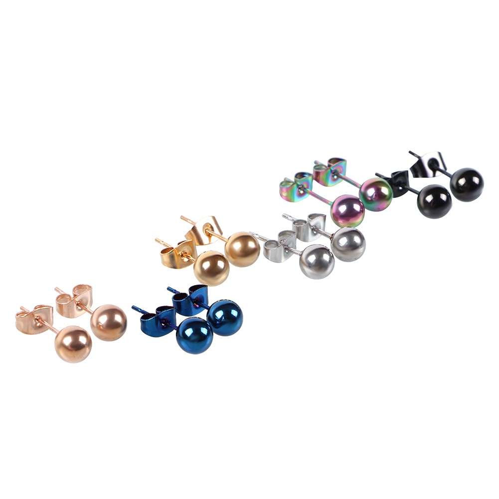 【HOT  SALE】1Pcs Anti Allergy Mini Size 5mm/6mm Beads Ear Stud Earrings Colorful Ear Jewelry Daily Decoration