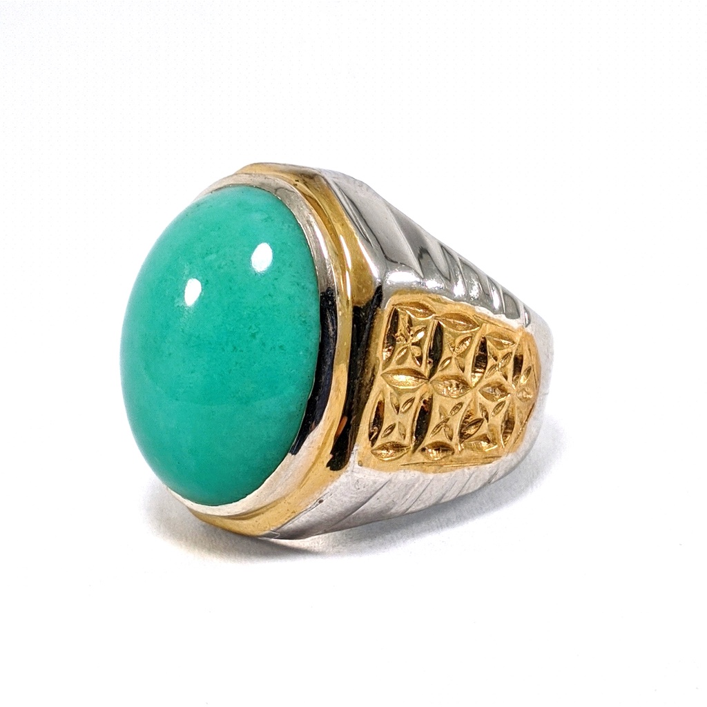 Natural Batu Akik Bluish Green Garut Cikolak Ring Perak