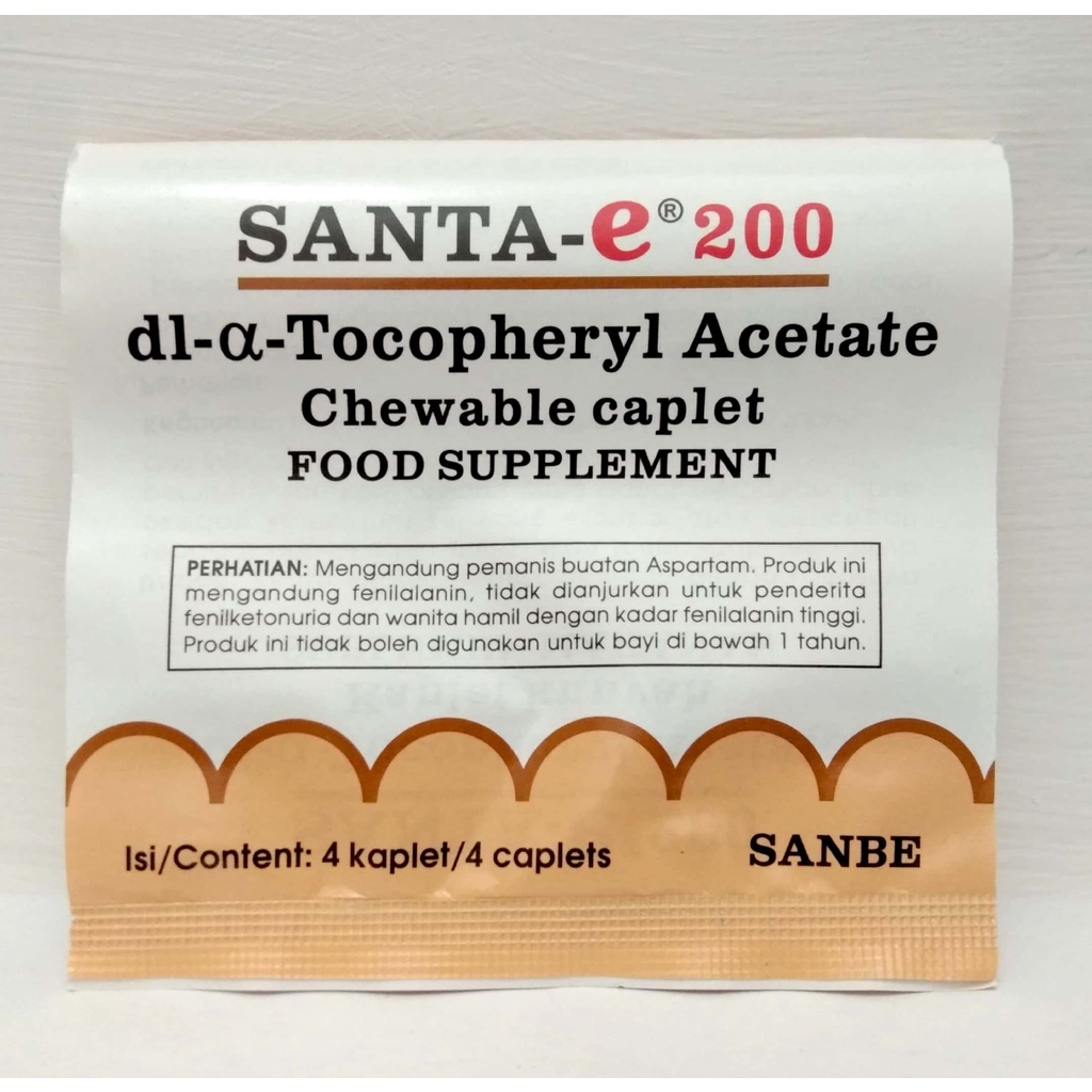 Santa e- Vitamin E/Santa E 200mg (4 tablet per Strip)/ Antioksidan Kulit.