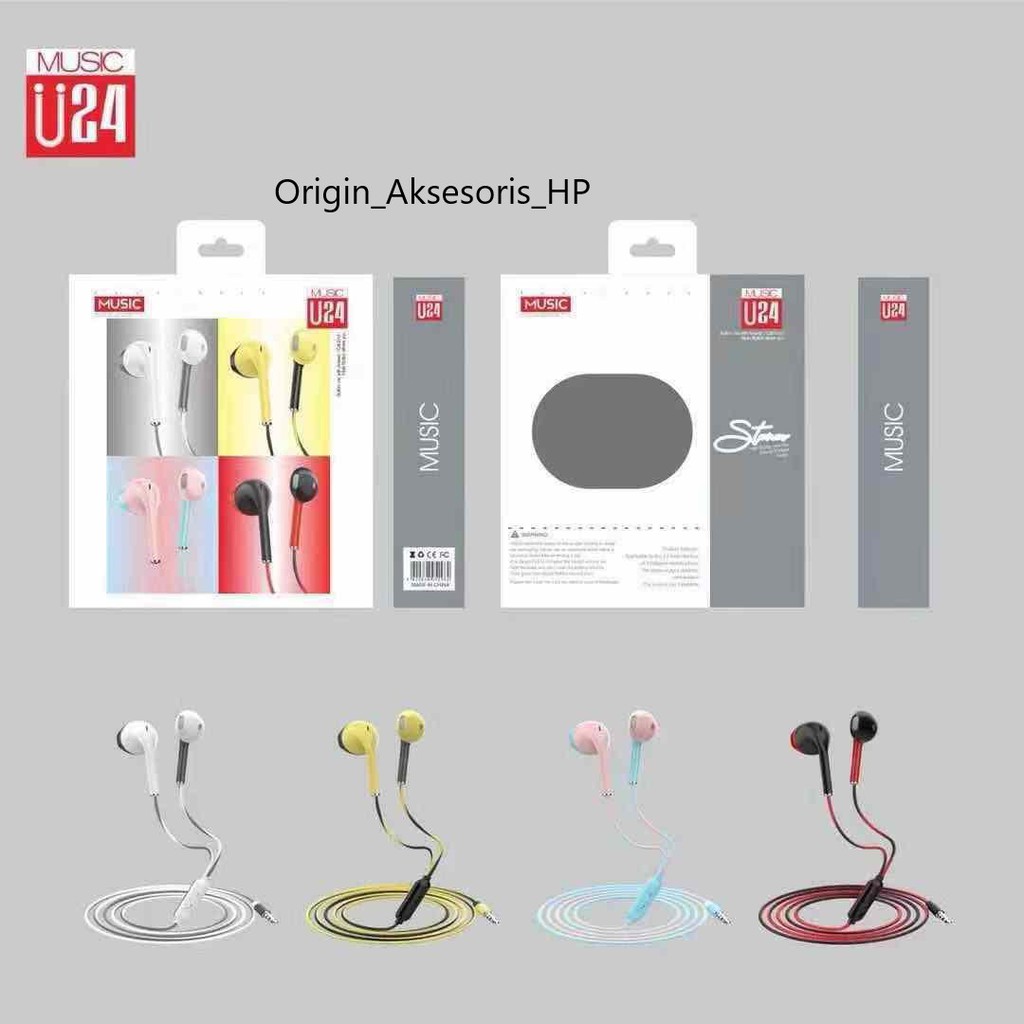 Handsfree Macaron 2 Tone U24 / Earphone Headset Macaron U24 Super Bass