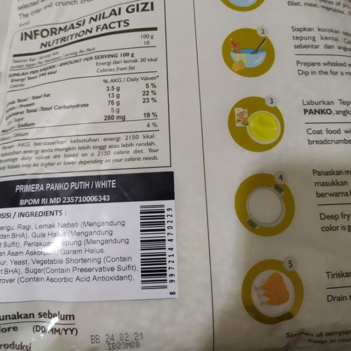 

b011tee Primera Bread Crumb Panko 1 Kg (White) Tepung Roti Warna Putih Da01D100