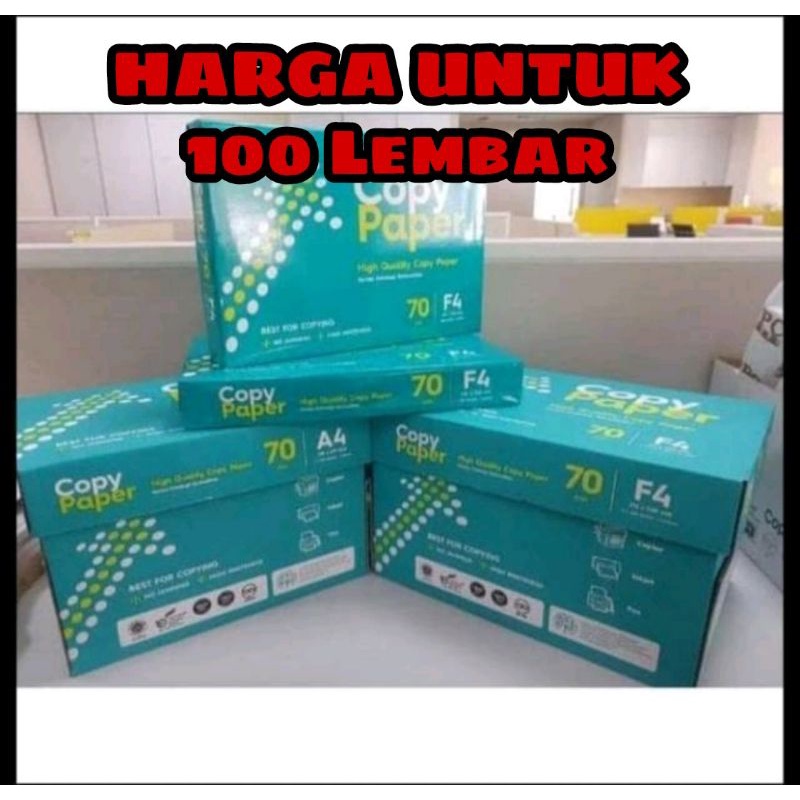 Jual Kertas Hvs A4 F4 Copy Paper 70 Gsm Per 100 Lembar Shopee Indonesia