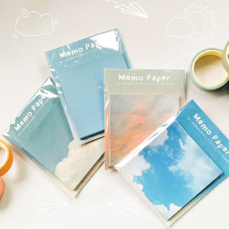 

Memo Paper | Memo Paper Sky | Memo Paper Deco | Memo Decoration | cute memo | aesthetic Memo | memo paper aesthetic | memo langit | cute note | paper note | homemade memo paper