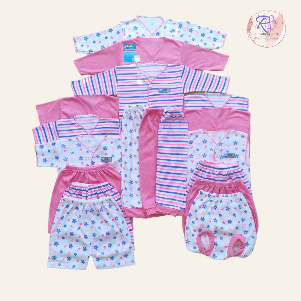 Paket Baju bayi Seri pink Set baju bayi cewek newborn 18 pcs/ 12 pcs Risya babynkids