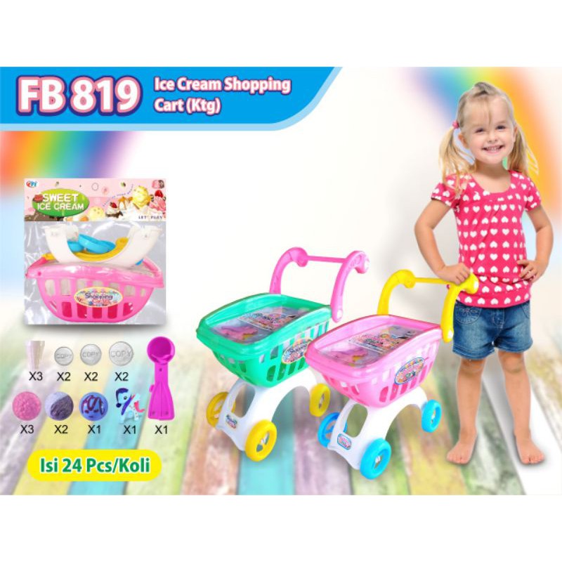 FB 819 mainan trolly es krim plus kuda pony rakit sendiri / mainan stroller ice cream shopping cart