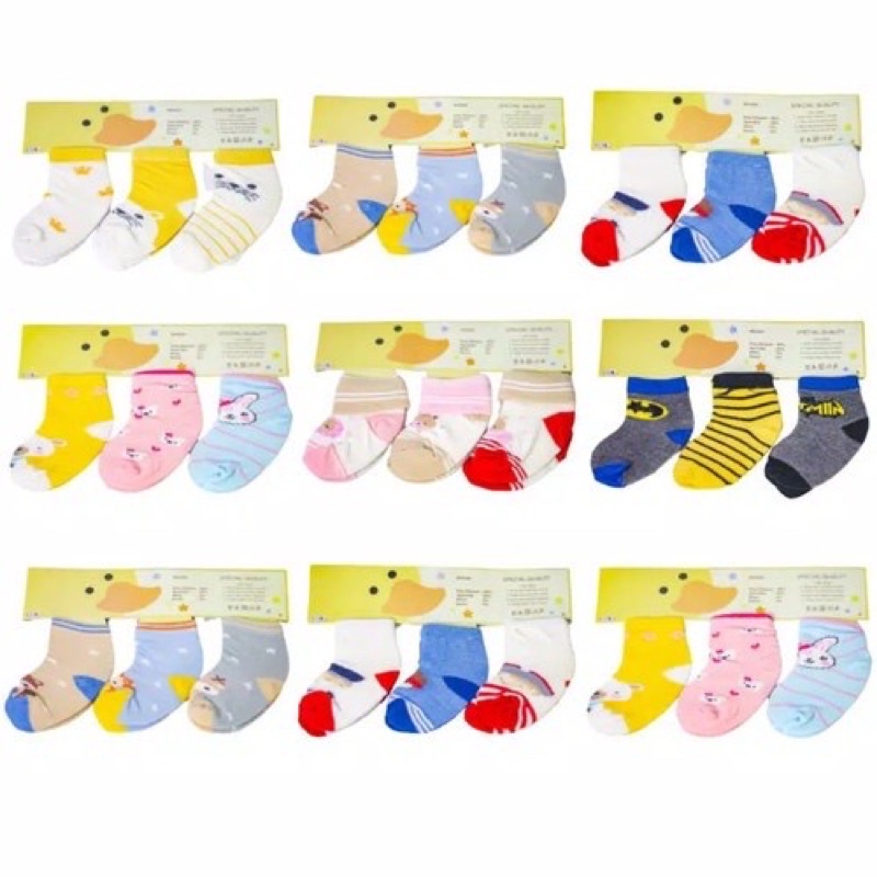 KAOS KAKI BAYI NEWBORN USIA 0-6 BULAN 1PACK(3PCS) GAIXIN ANTI SELIP/TIDAK LICIN (SNI) BAHAN TEBAL