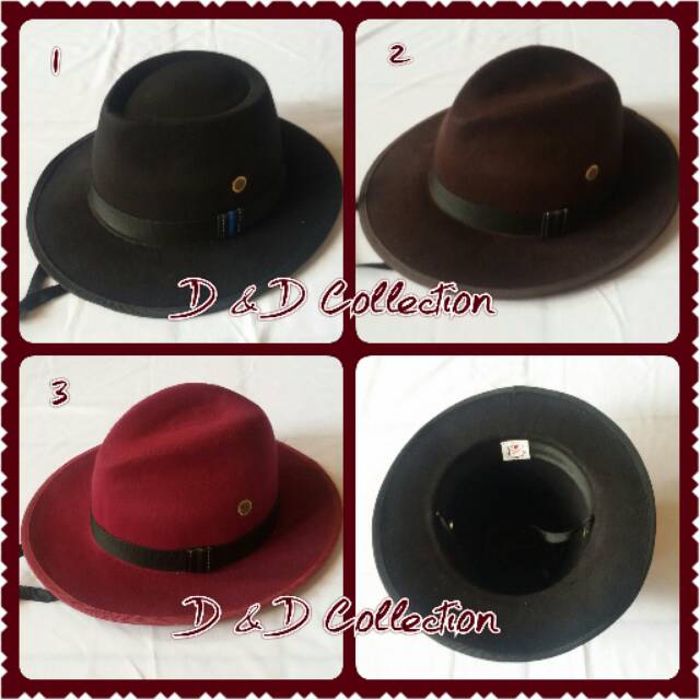  Topi  Fedora bahan laken brim lebar Shopee  Indonesia