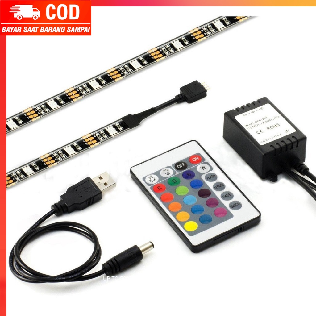 (100% BARANG ORI) Genssi LED Strip 5050 50cm 2 PCS USB Controller &amp; Remote Control - L5