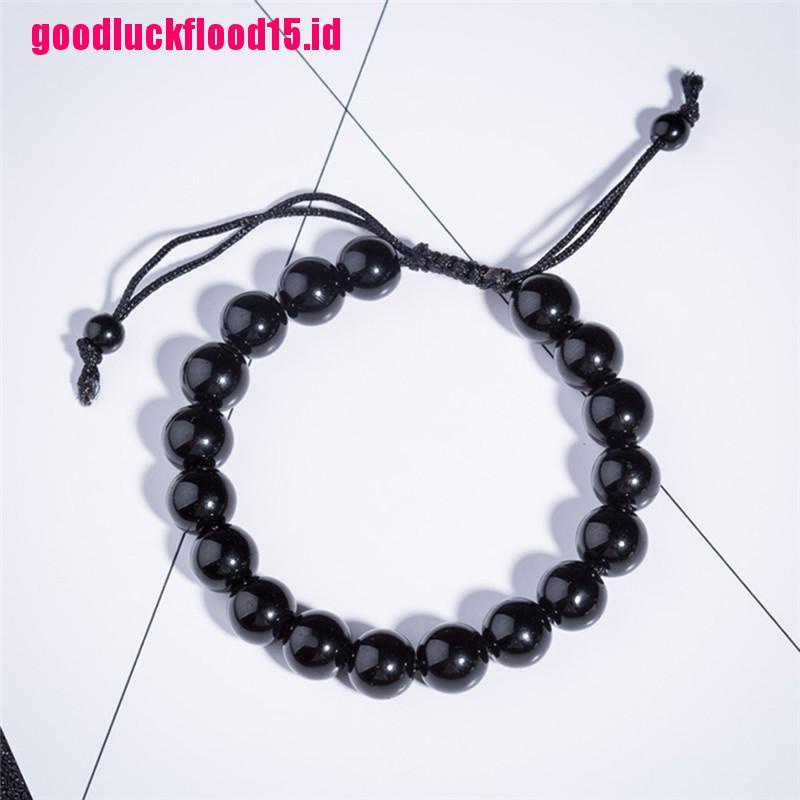 (LUCKID) Gelang Tangan Batu Obsidian Bulat Untuk Kesehatan / Menurunkan Berat Badan