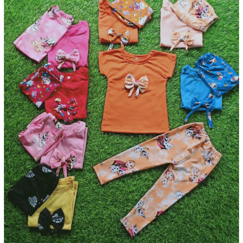 baju anak perempuan | pakaian anak perempuan | setelan anak perempuan | setelan bayi perempuan | pilih warna Setelan leging pita anak | setelan anak lucu | setelan | leging anak