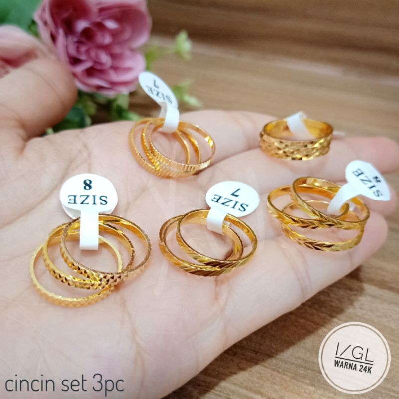 Cincin xuping set 3pc  Warna Emas 24k  XW20022101