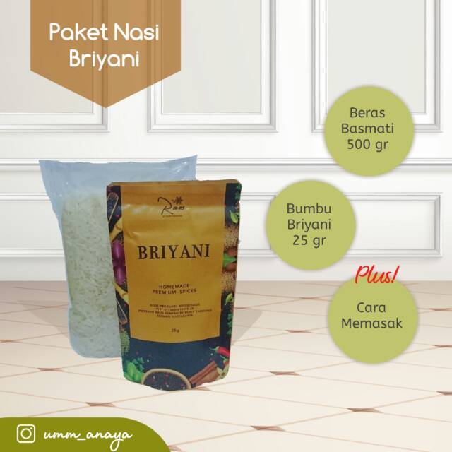 

Paket Nasi Briyani Instan (500gr beras basmati + 25 gr bumbu)