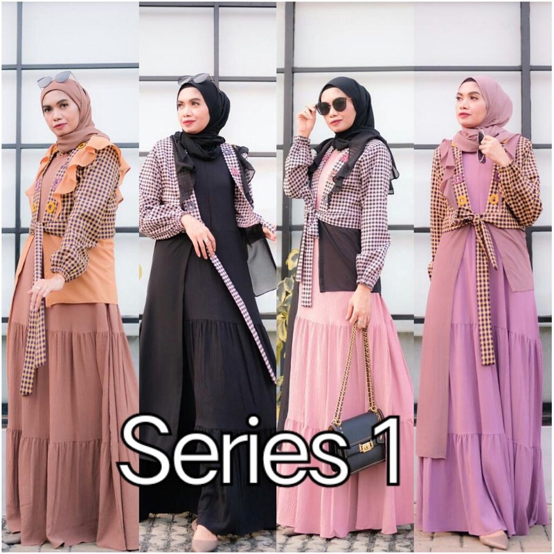 Neelofa Dress Set Cardy Ori By DCL Premium (READY SIAP KIRIM)
