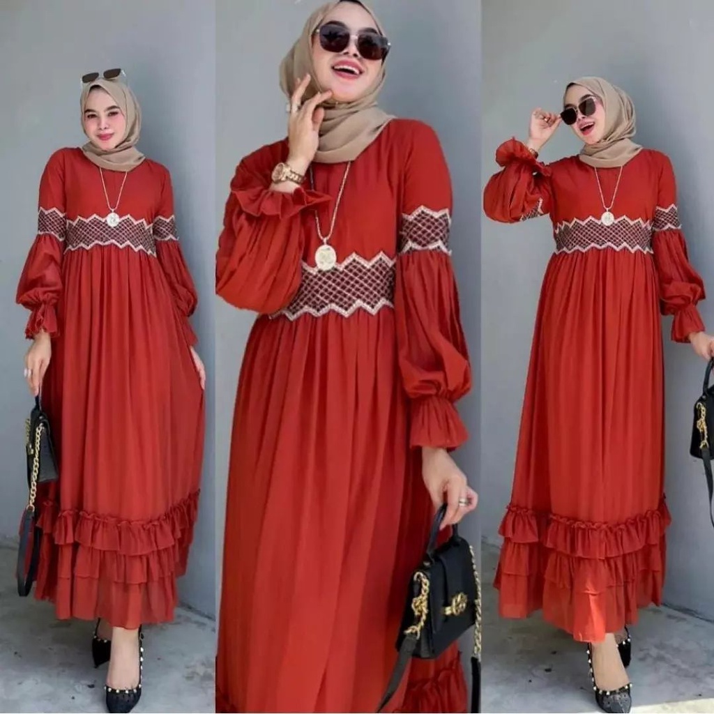 FUJITA DRESS BP CERUTY BABYDOLL APLIKASI RENDA LD 110 XL  BAJU DRES  TERBARU SIMPLE KEKINIAN DAN ELEGAN BAJU DRES MURAH DAN KEKINIAN 2022