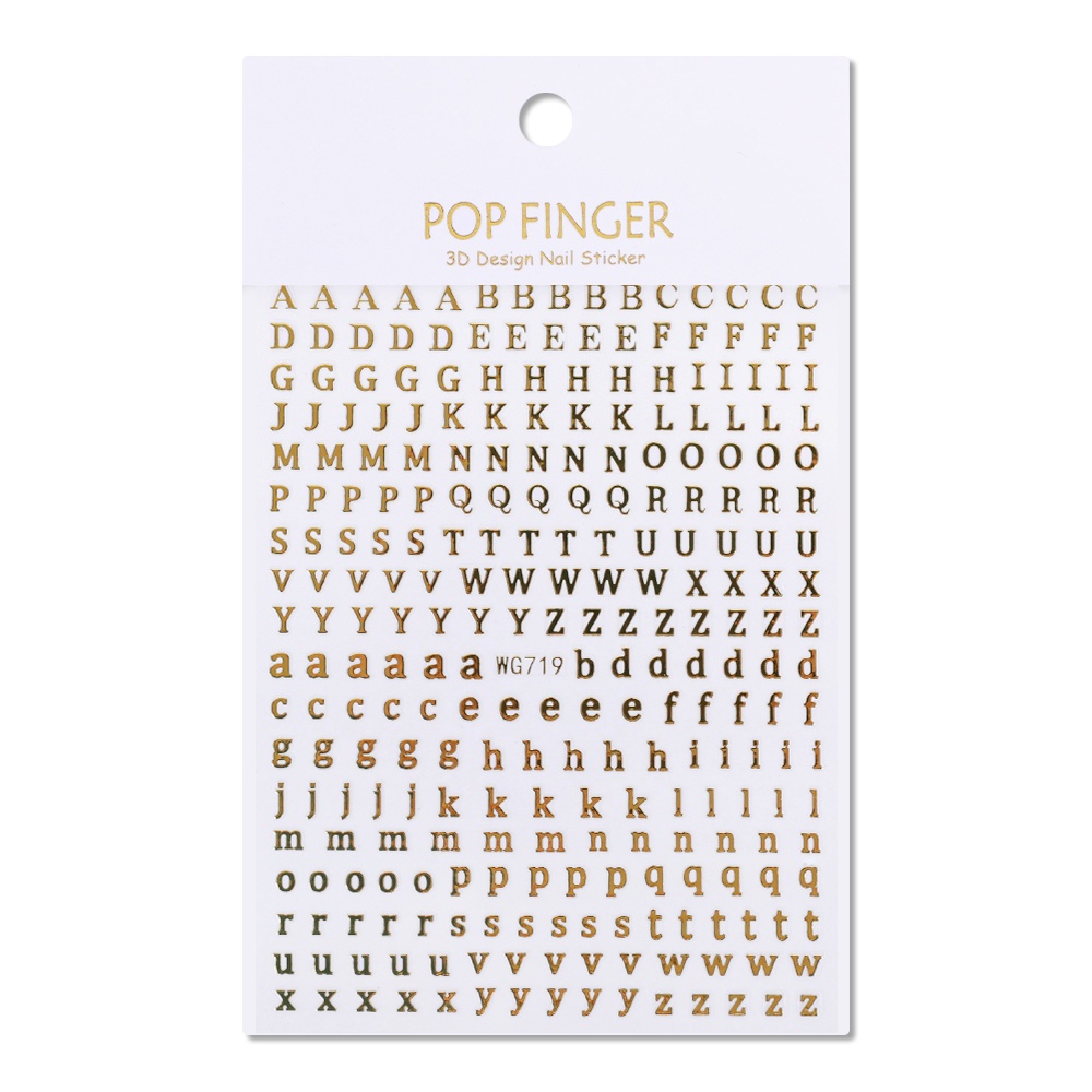 1 Pc Stiker Kuku 3D Motif 26 Huruf Alfabet Dan Angka Untuk Nail Art