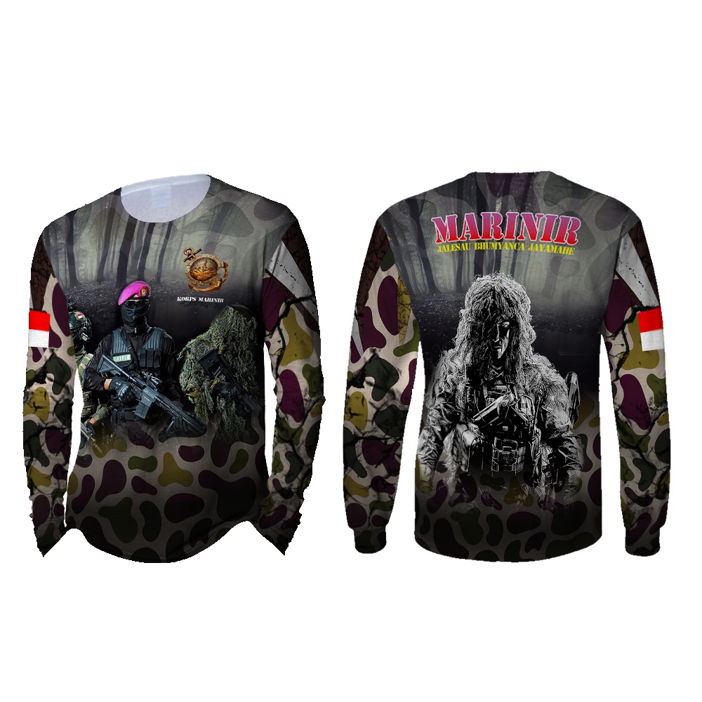[TiniShop] Marinir Kaos Pria / Marinir TNI / Kaos Panjang MARINIR 3D FullPrint