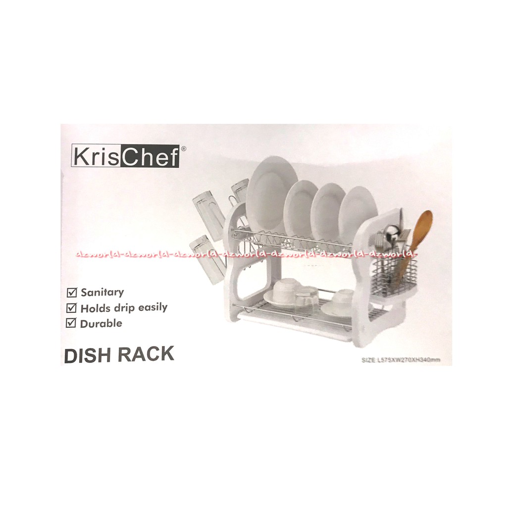 Krischef Rak Piring Plastik Putih Dua Tingkat Dish Rack 2Layers