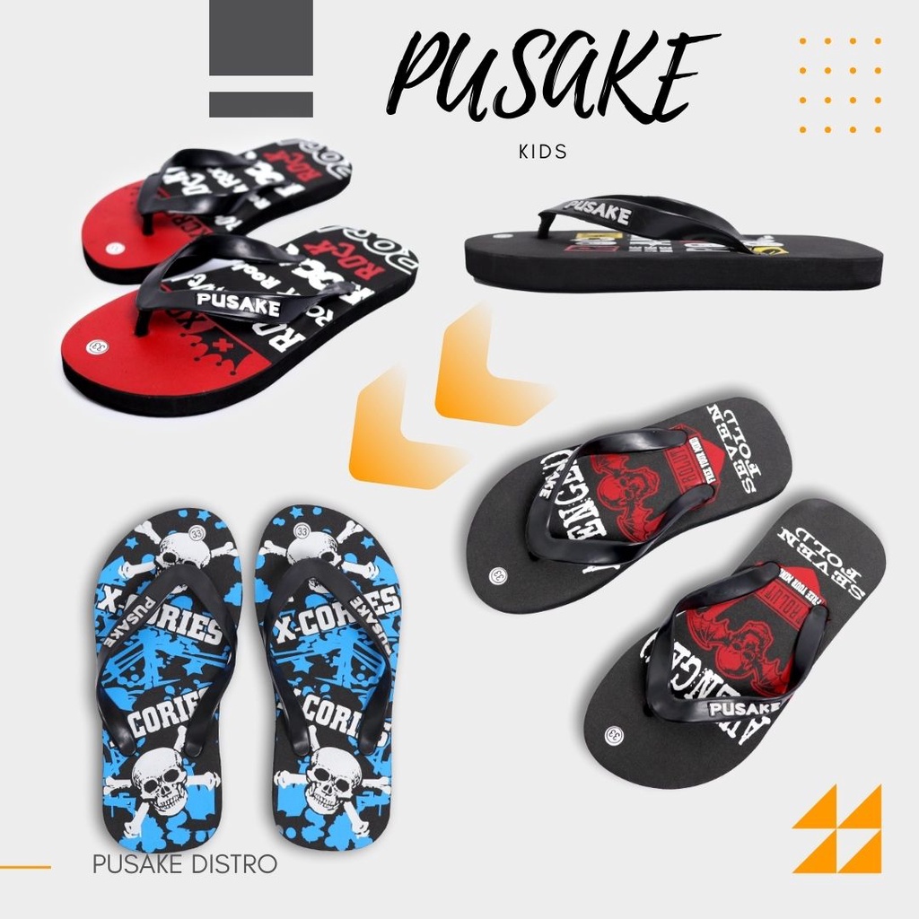 PUSAKE KIDS - Sandal Jepit Anak Distro Printing