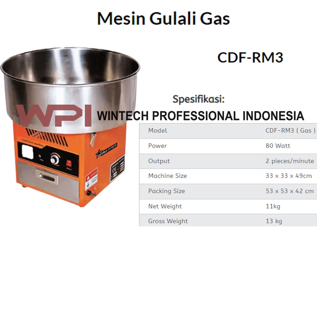WIRASTAR CDF-RM3 MESIN GULALI KAPAS GAS / COTTON CANDY MAKER