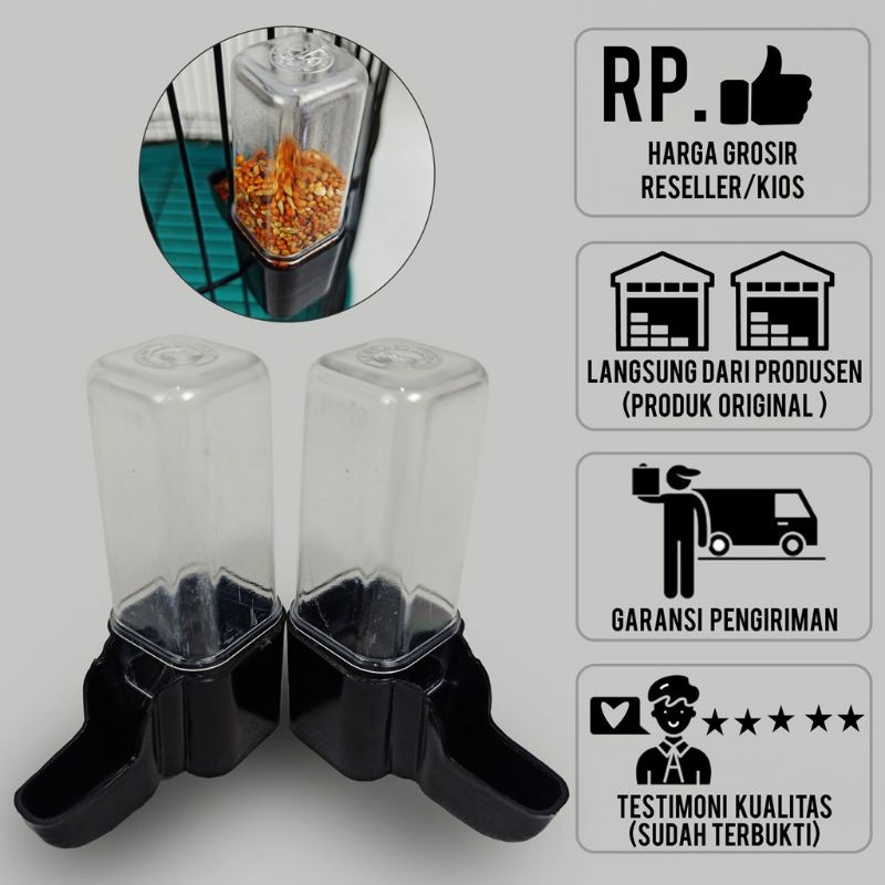 DISPENSER BURUNG UKURAN BESAR TEMPAT PAKAN MINUM BURUNG WADAH PAKAN BURUNG CEPUK TABUNG BURUNG KENAR