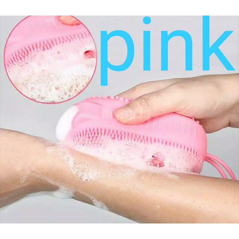 SO Bubble bath brush silicon fast foaming spon busa sikat daki pijit badan motif boneka free sabun