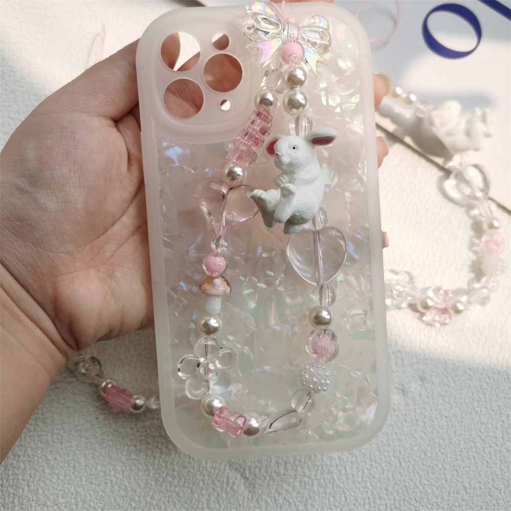 Tali Lanyard Manik-Manik Mutiara Akrilik Warna-Warni Anti Hilang Untuk Case Hp