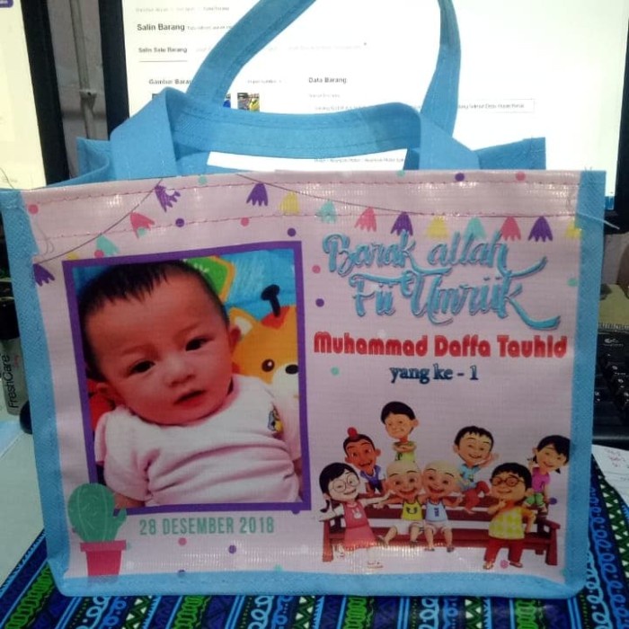 

Tas Goodie Bag Custom Tas Ultah Nama Foto Kartun Aqiqah Souvenir