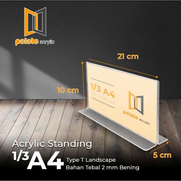 

AKRILIK TENT HOLDER 1/3 A4 / TEMPAT BROSUR / DISPLAY / T LANDSCAPE 2mm