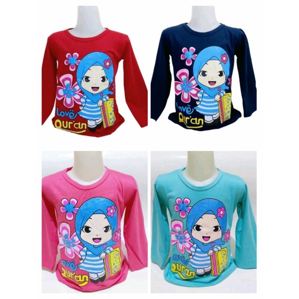 Kaos Anak Lengan Panjang Hijab 3-8Thn