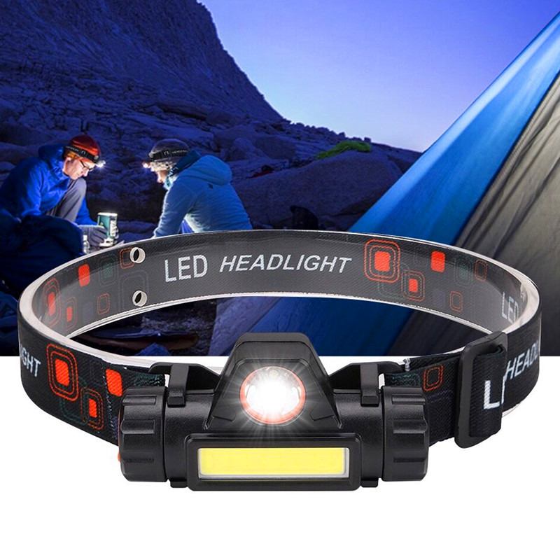 LELITEN Senter Kepala LED Headlight Flashlight USB Recharge Q5+COB